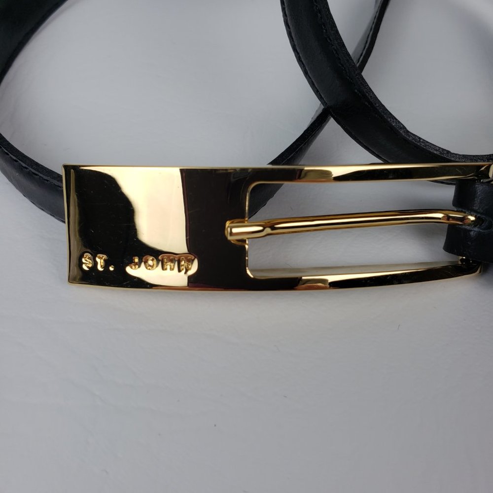 St. John Black Slim with Hardware Belt Size 2